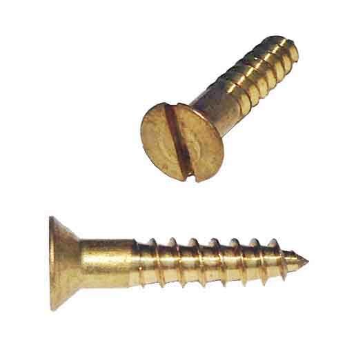 FWS62B #6 X 2" Flat Head, Slotted, Wood Screw, Brass